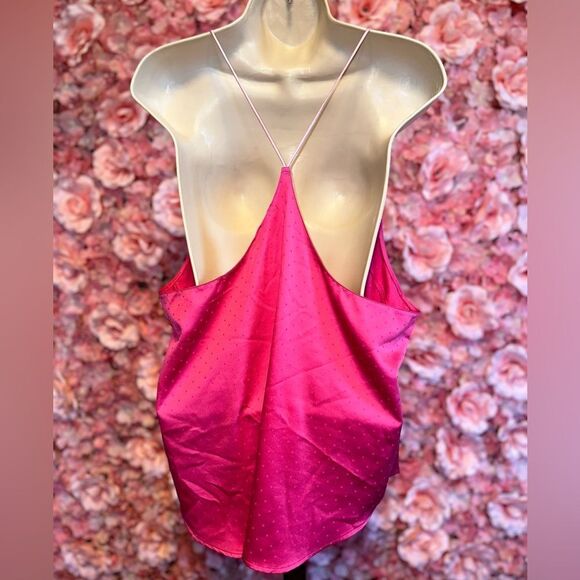 Victoria's Secret (XL) Hot Pink Polka Dot Polyester Tank Top w Spaghetti Straps - Picture 5 of 7